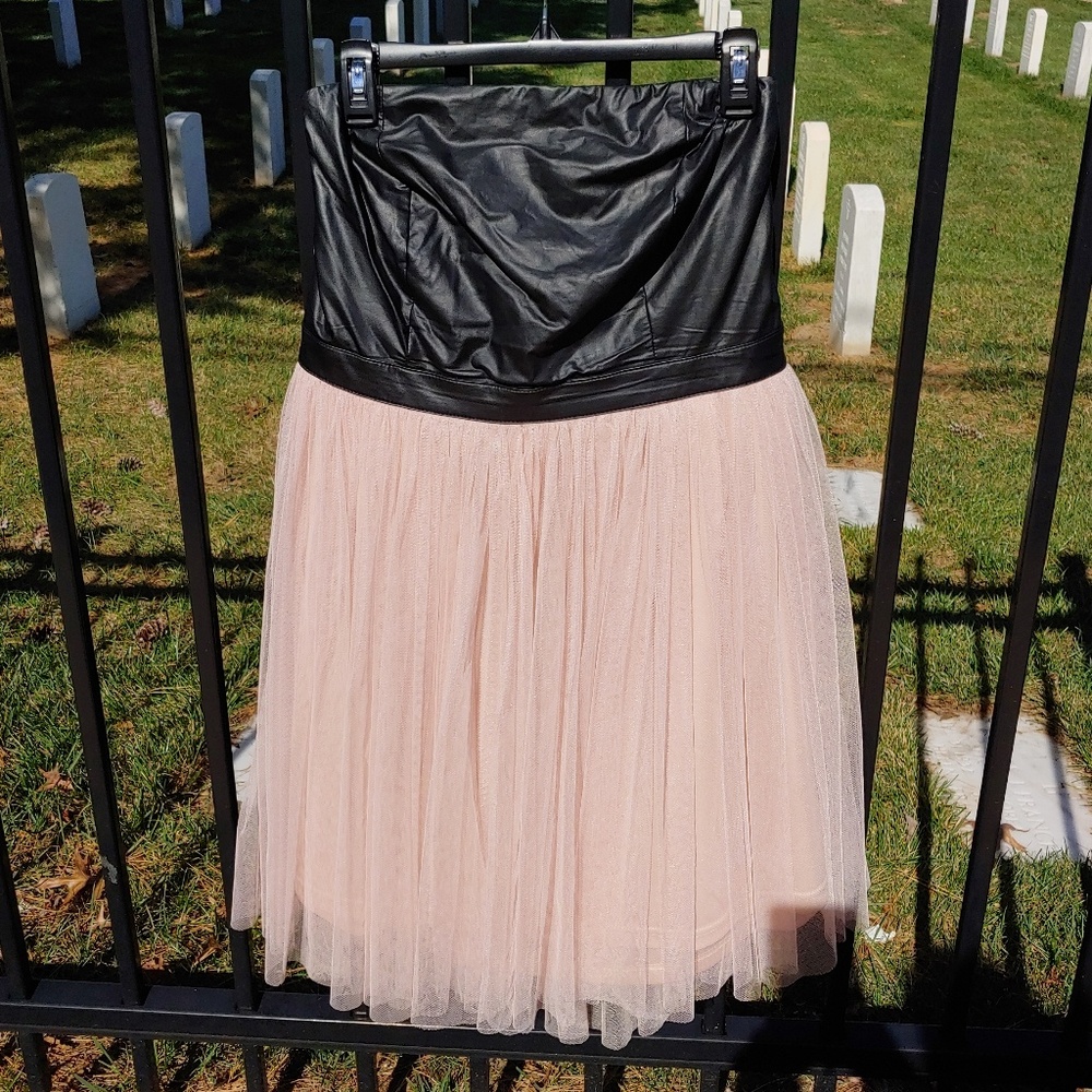 Faux Leather and Tulle Torrid Size 0 Midi Dress